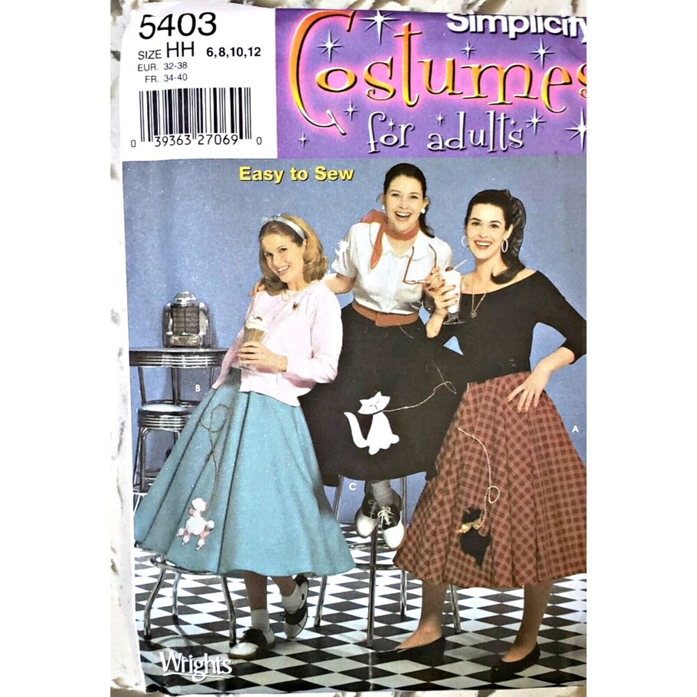 Vintage Simplicity Halloween sewing pattern costumes retro circular puddle skirt